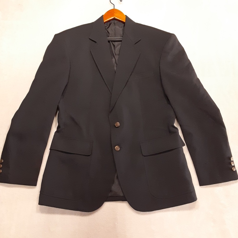 Edwards Garment 3500 Mens Single Breasted Blazer 38R Black Polyester Essential